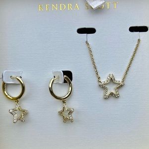 NIB Kendra Scott Gold Jae Earrings and Necklace set